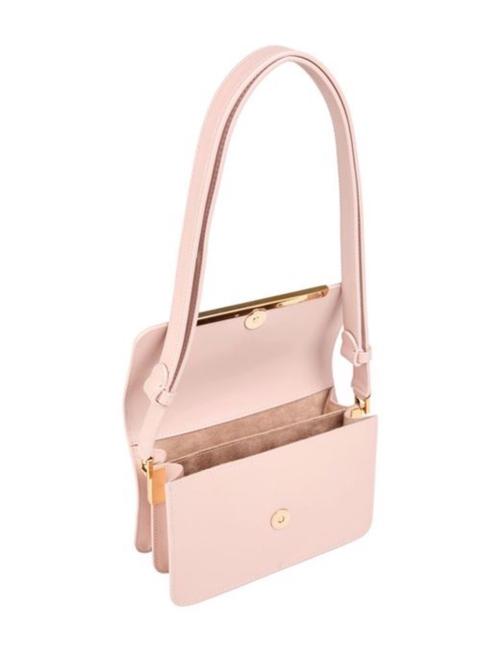 Elegant Blush Shoulder Bag with Gold Hardware
